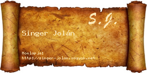 Singer Jolán névjegykártya